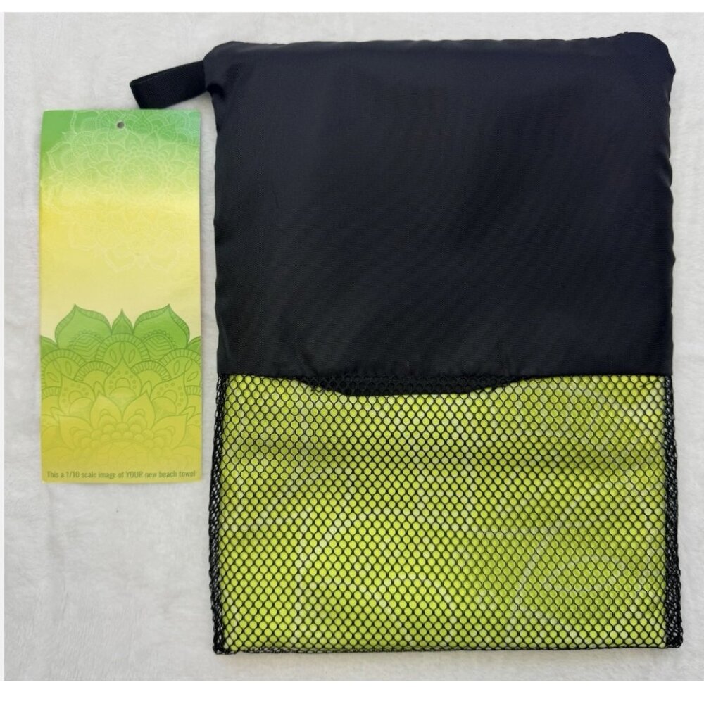 Mandala Beach Towel Oversized Microfiber Quick Dry BT-MAN3070-GR Neon Green NWT